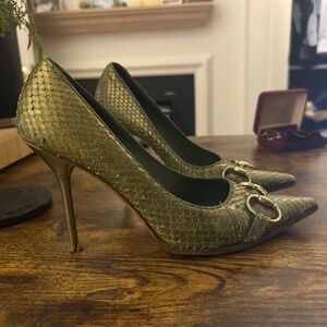 Horsebit Accent Snakeskin gucci heels